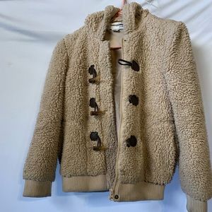 Coffee Shop Kids Textured Faux Sherling Tan Jacket Size 12